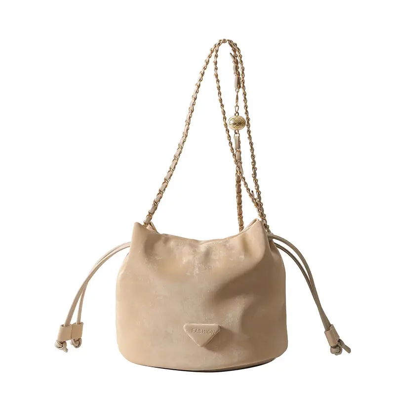White Drawstring Shoulder Bag with Heart Design - Image 2