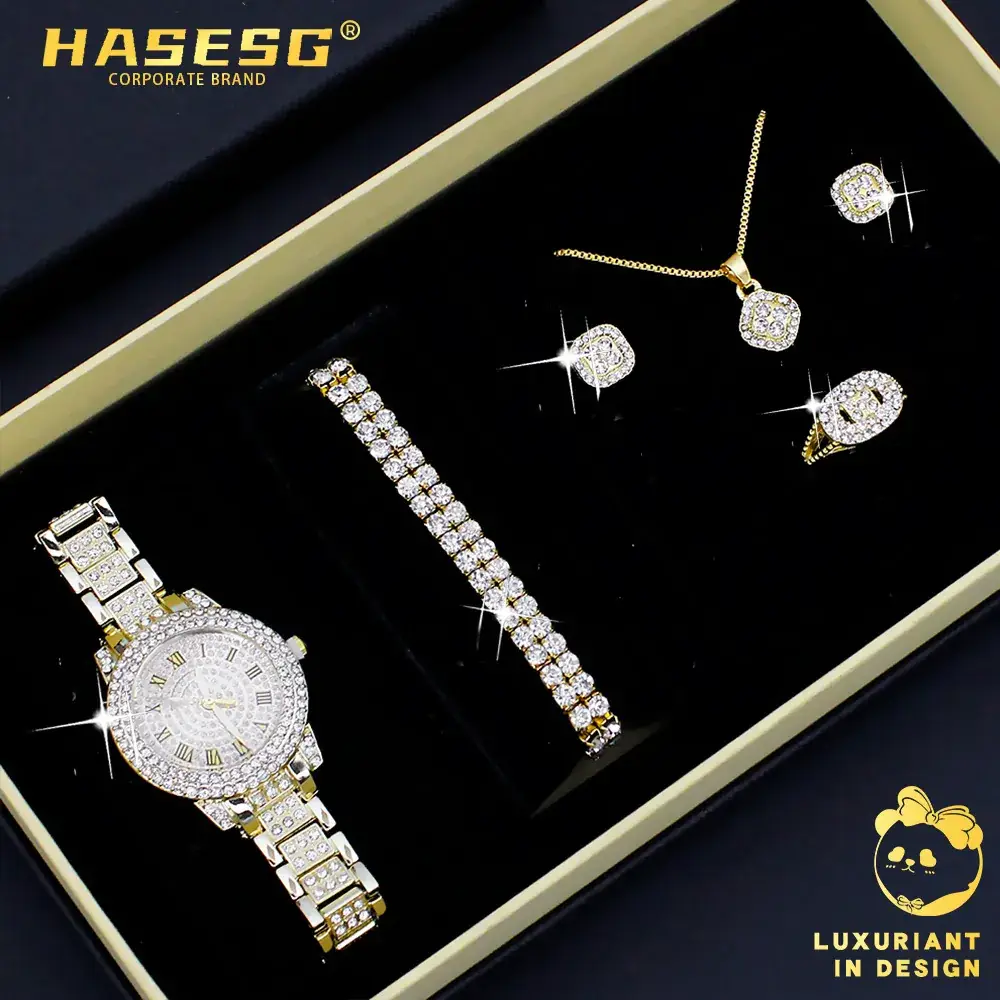 Women's Diamond Watch Set with Bracelet & Earrings - Image 10