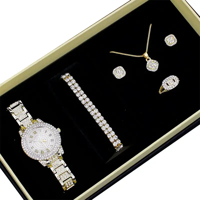 Women's Diamond Watch Set with Bracelet & Earrings - Image 11