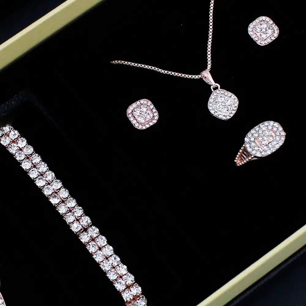 Women's Diamond Watch Set with Bracelet & Earrings - Image 9