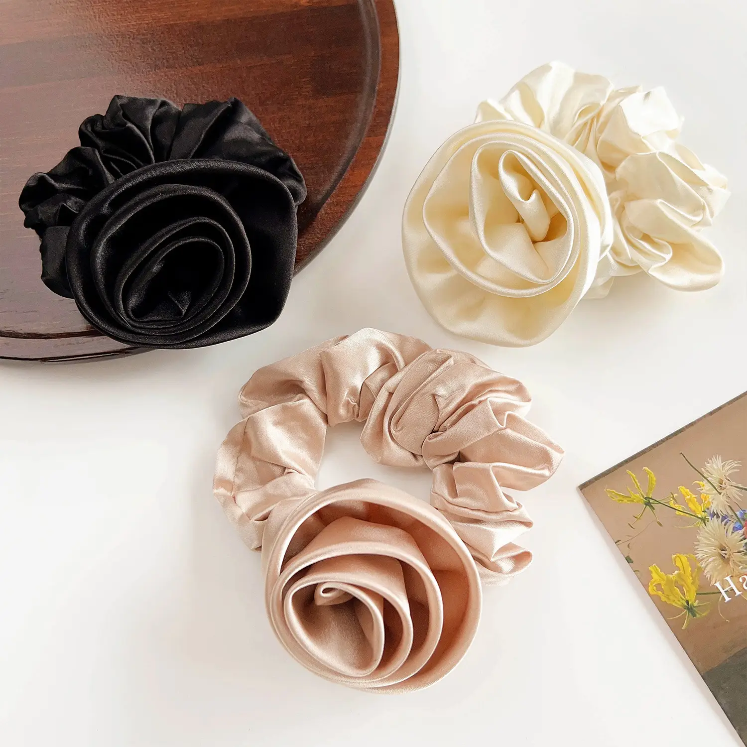 2025 Spring New Rose Satin Hair Tie for Women — feature 5