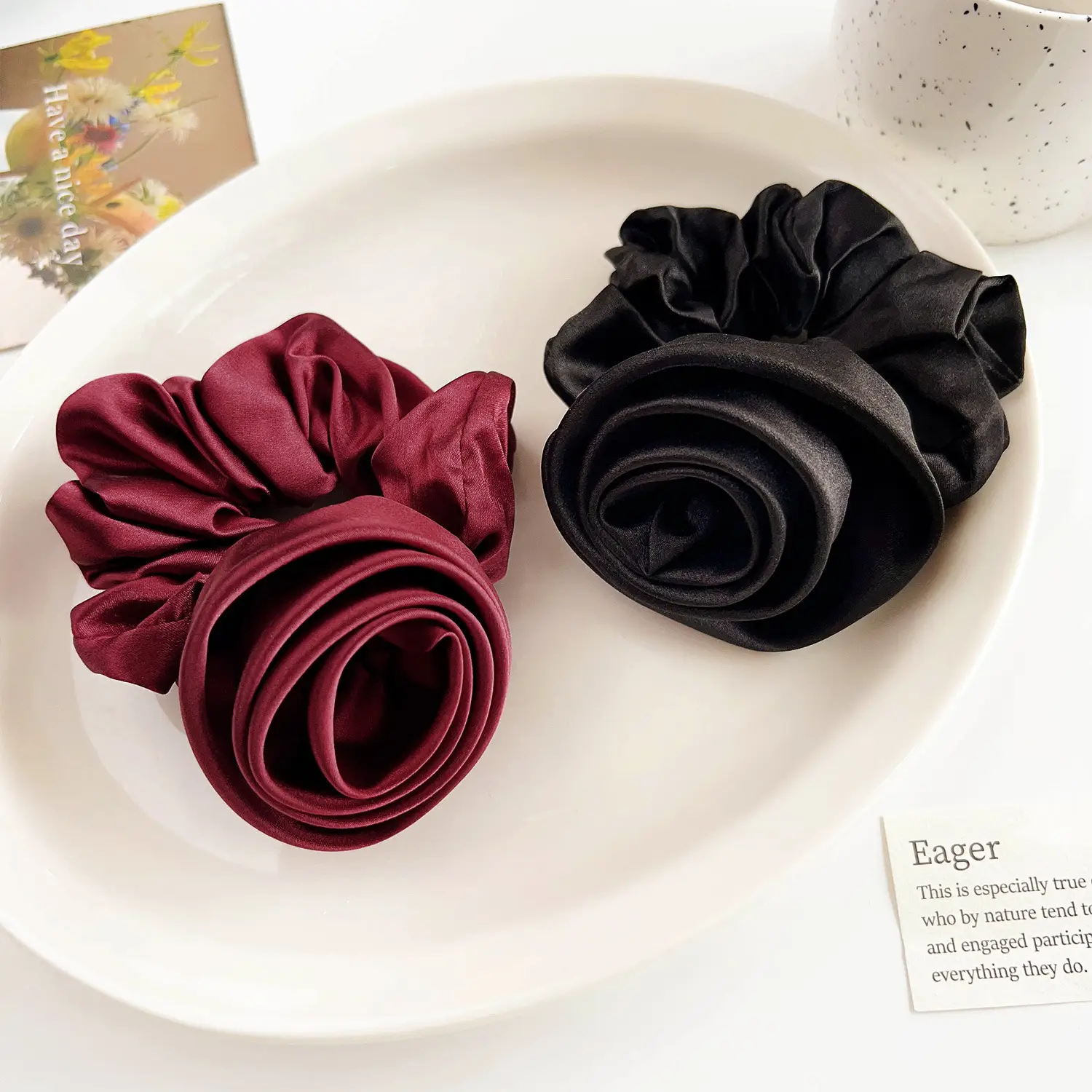 2025 Spring New Rose Satin Hair Tie for Women — feature 7