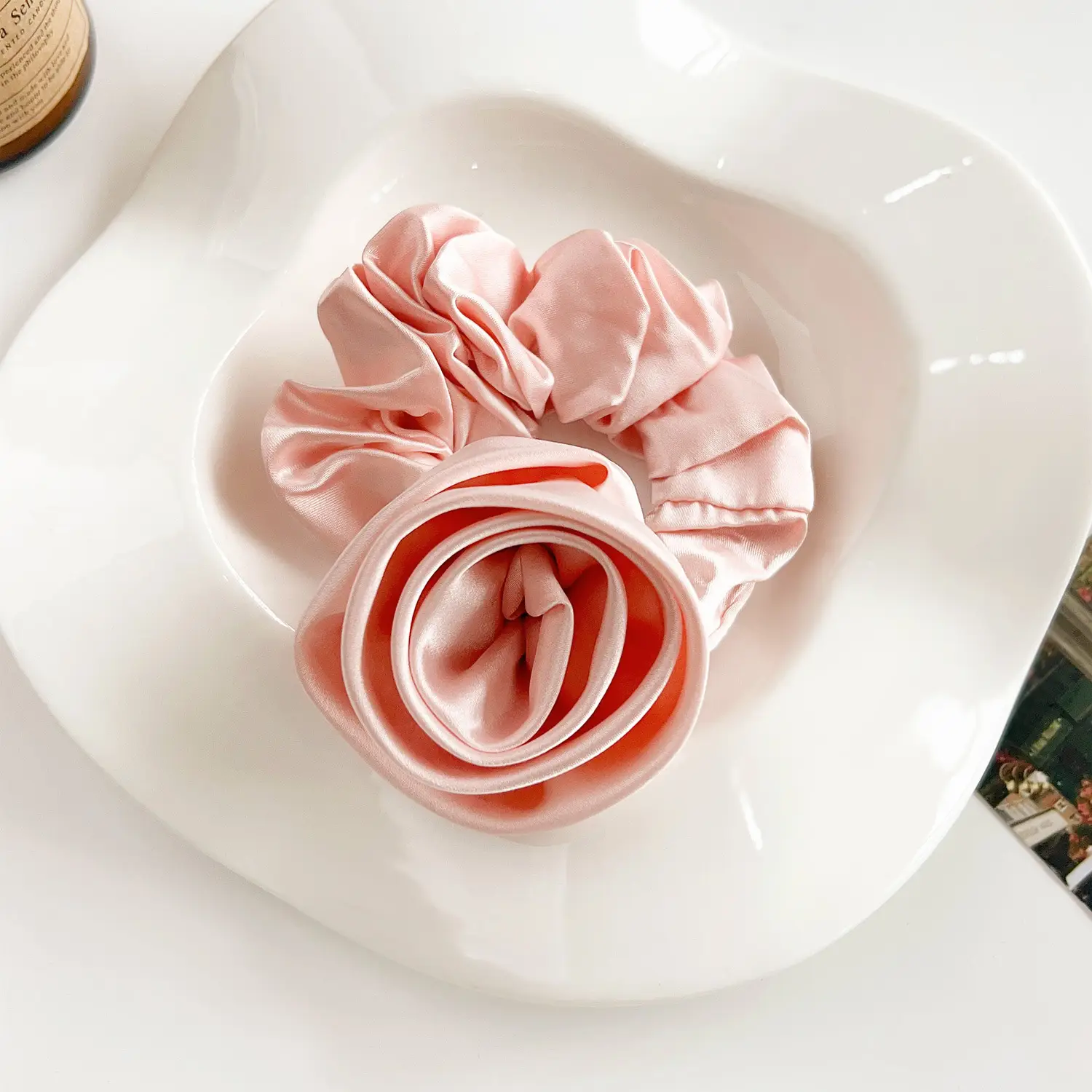 2025 Spring New Rose Satin Hair Tie for Women