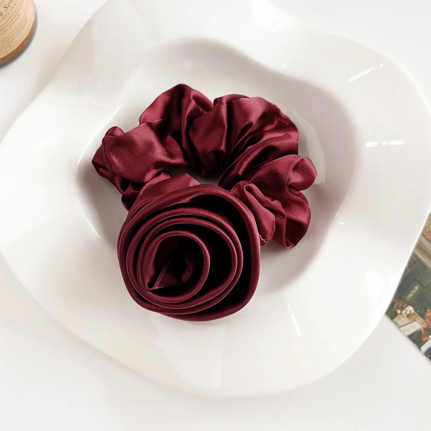 2025 Spring New Rose Satin Hair Tie for Women