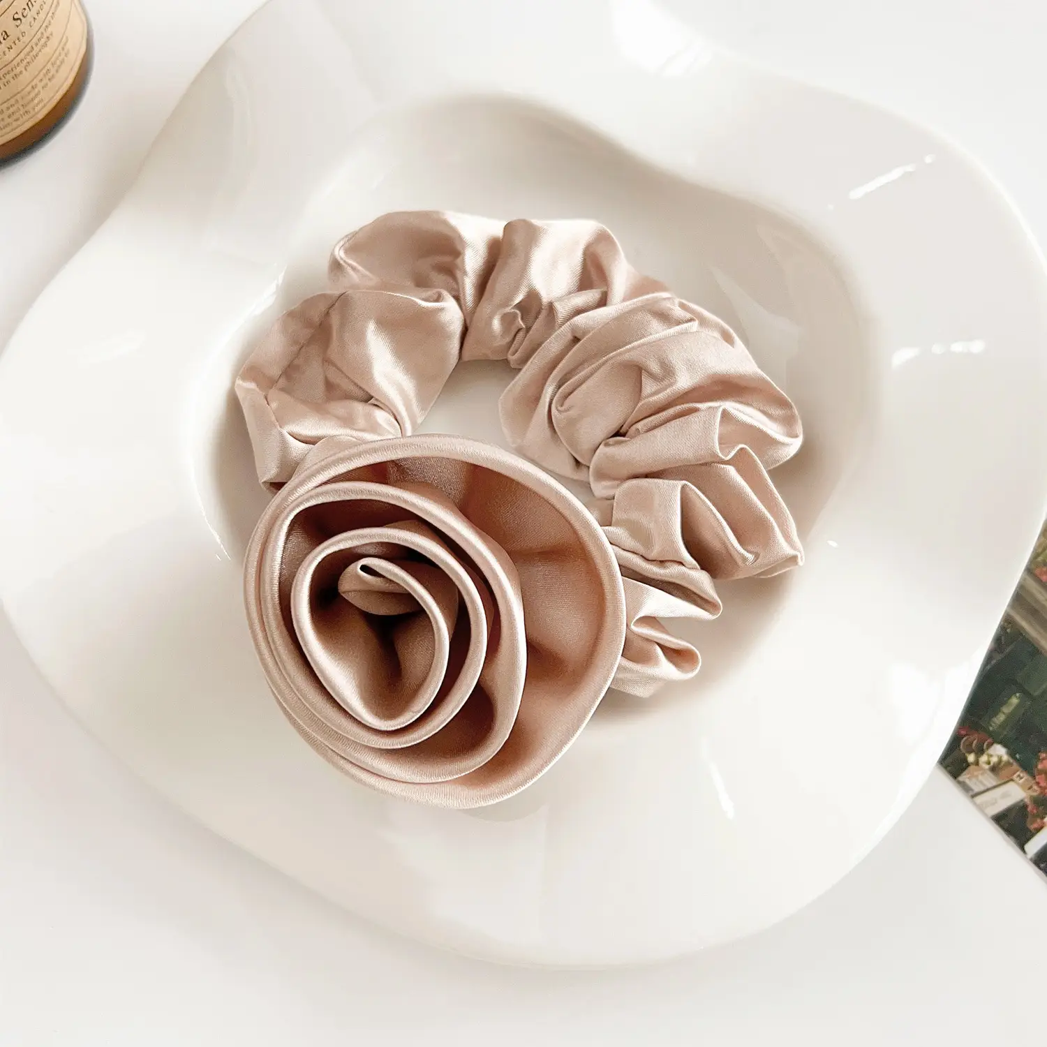 2025 Spring New Rose Satin Hair Tie for Women