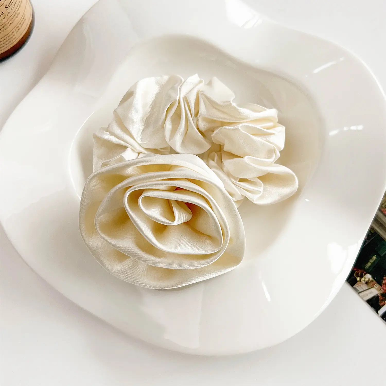 2025 Spring New Rose Satin Hair Tie for Women