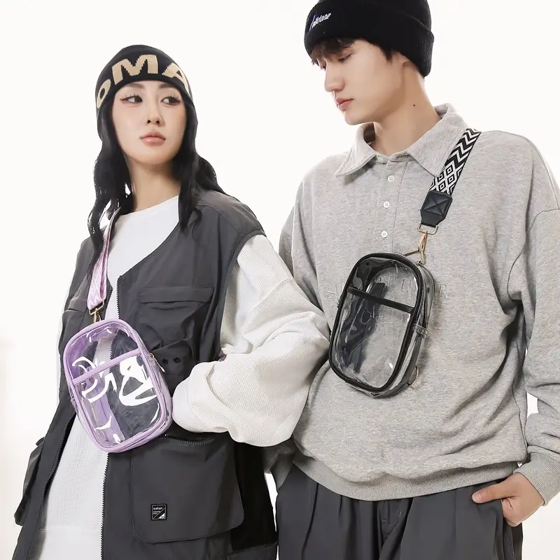 Transparent PVC Shoulder Messenger Bag for Men Women