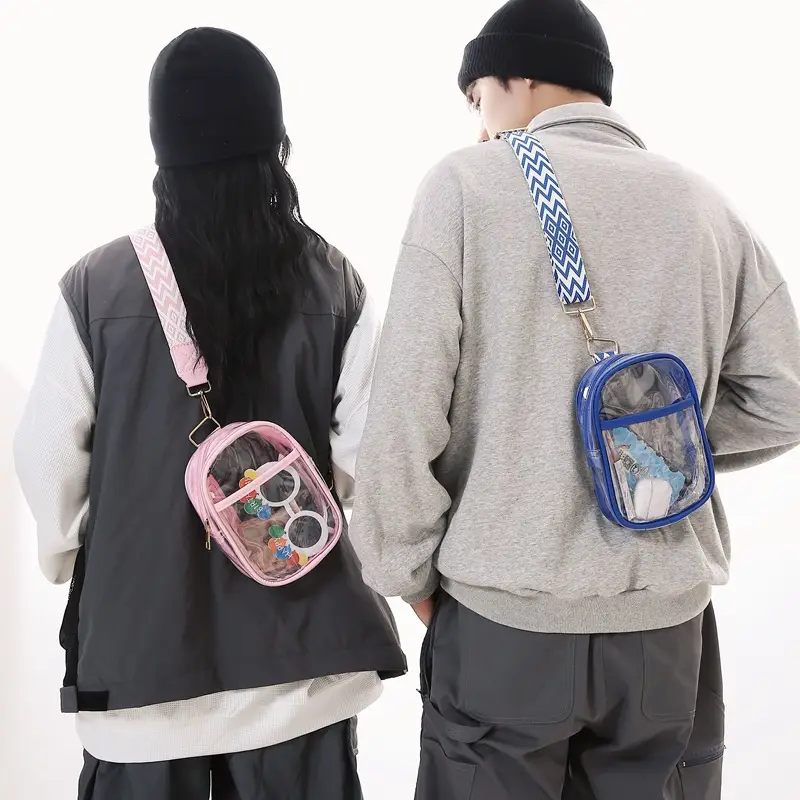 Transparent PVC Shoulder Messenger Bag for Men Women