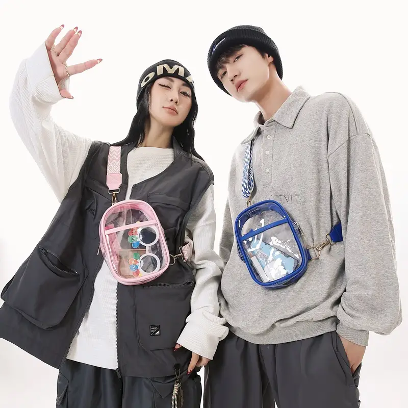 Transparent PVC Shoulder Messenger Bag for Men Women