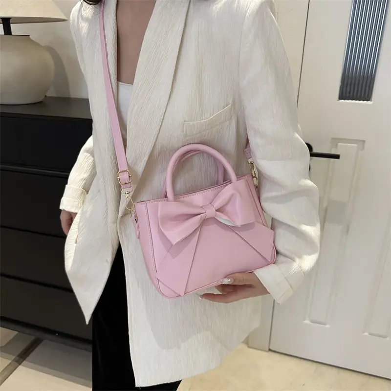Pink Bow Shoulder Messenger Bag for Women - Image 9