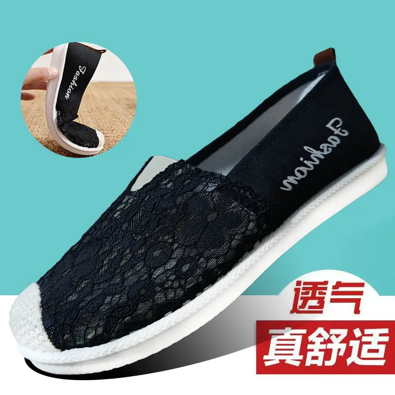 Spring and Summer new old Beijing cloth shoes women's shoes hollow breathable mesh shoes non-slip soft bottom slip-on fashion all-match single shoes - Image 5