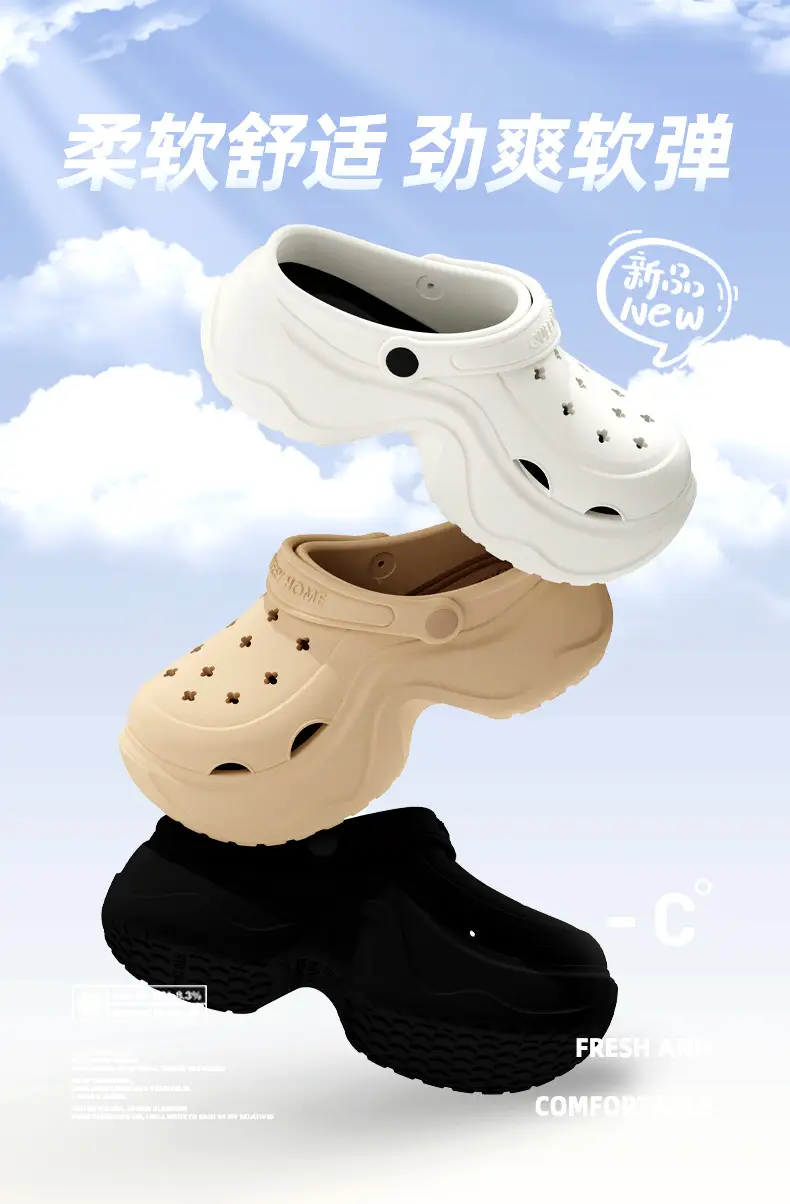 Croc Shoes Women's Summer Home Bathroom Non-Slip Thick-Soled Beach Sandals Women's Summer Slippers — feature 1