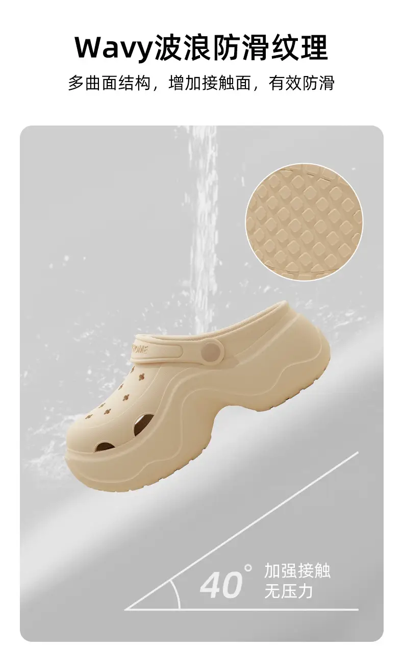 Croc Shoes Women's Summer Home Bathroom Non-Slip Thick-Soled Beach Sandals Women's Summer Slippers — feature 6