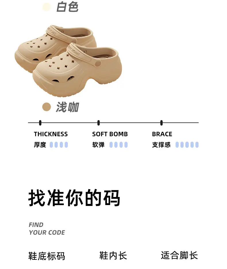 Croc Shoes Women's Summer Home Bathroom Non-Slip Thick-Soled Beach Sandals Women's Summer Slippers — feature 8