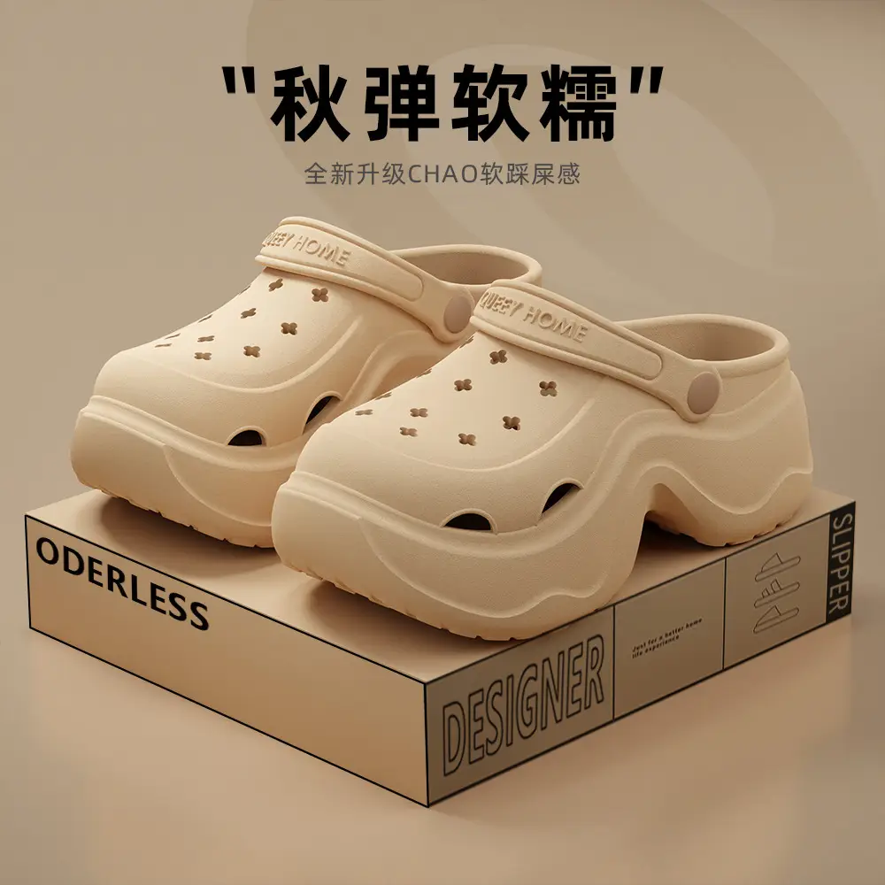 Croc Shoes Women's Summer Home Bathroom Non-Slip Thick-Soled Beach Sandals Women's Summer Slippers