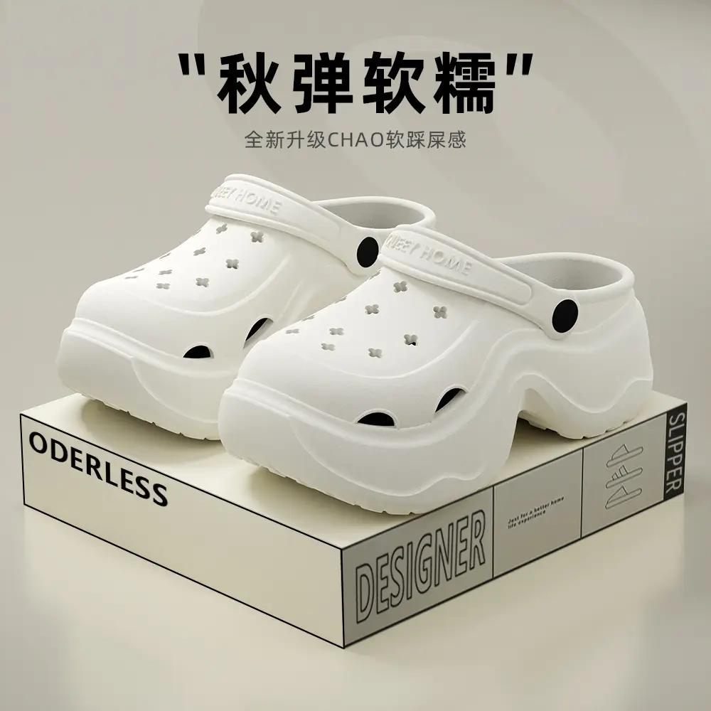 Croc Shoes Women's Summer Home Bathroom Non-Slip Thick-Soled Beach Sandals Women's Summer Slippers