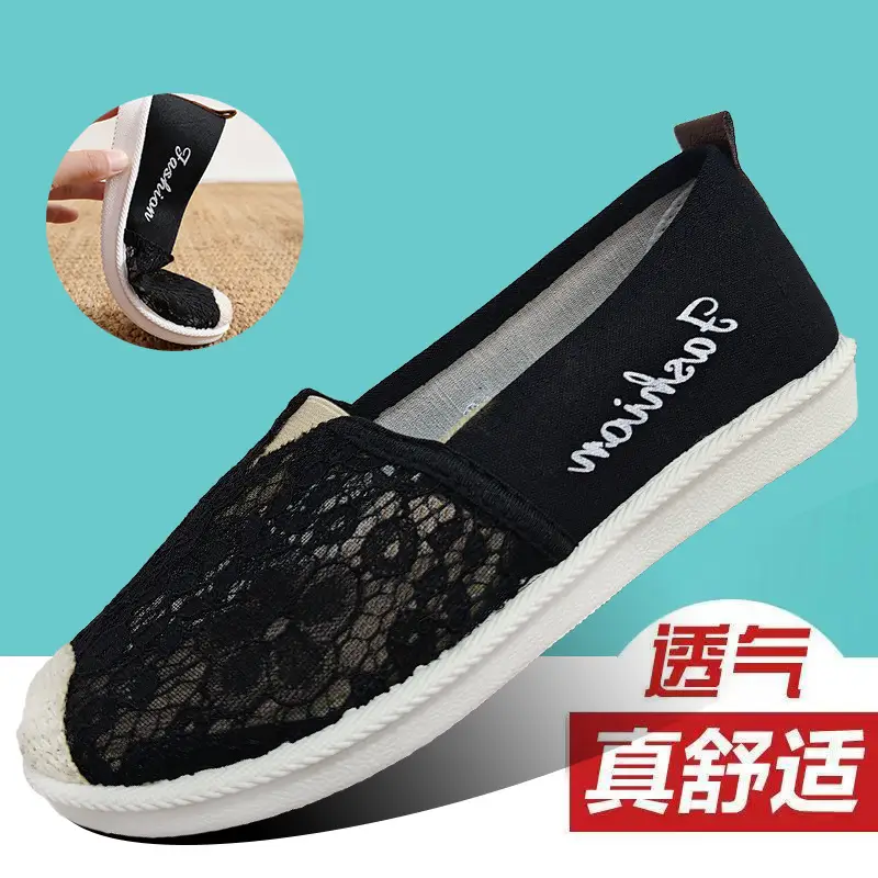 Women's White Lace Slip-on Flat Shoes - Image 5