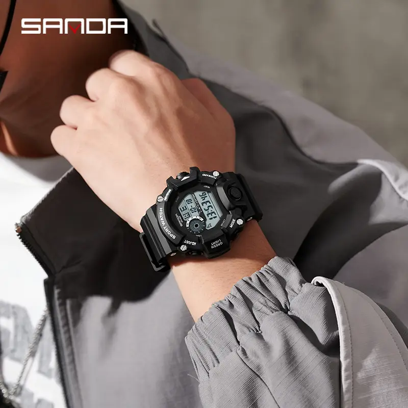 Sanda Black Multifunctional Sports Watch for Men - Image 8