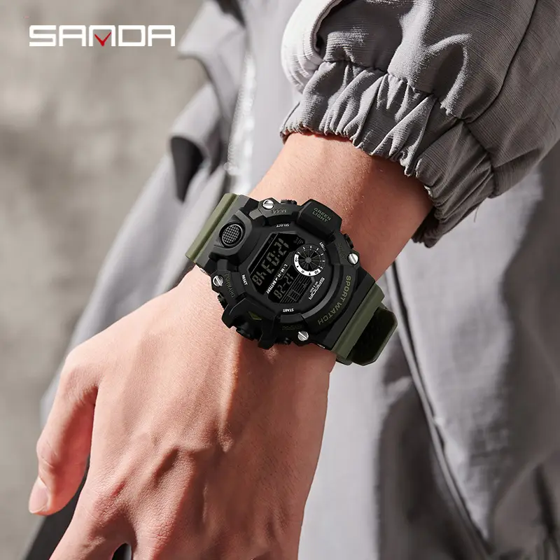 Sanda Black Multifunctional Sports Watch for Men - Image 9