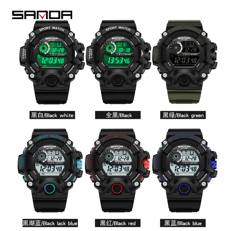 Sanda Black Multifunctional Sports Watch for Men - Image 10