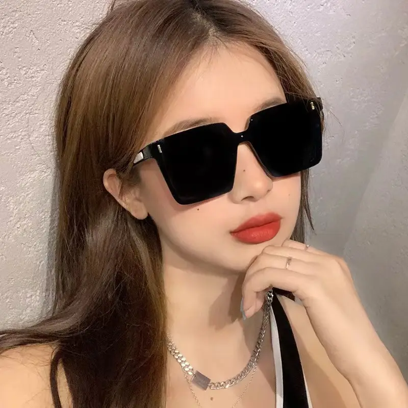 Square Metal Sunglasses Anti-UV Black - Image 4