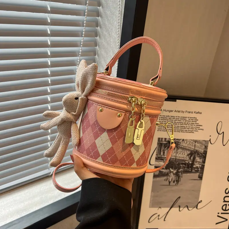 New Girl's Rhombus Shoulder Bag with Bunny Decor - Image 6