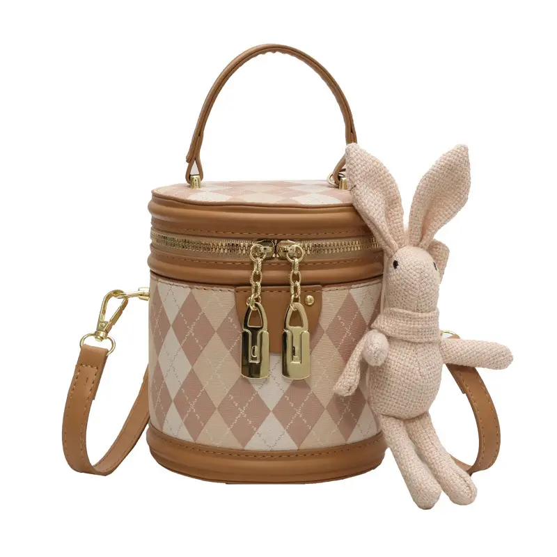 New Girl's Rhombus Shoulder Bag with Bunny Decor - Image 12