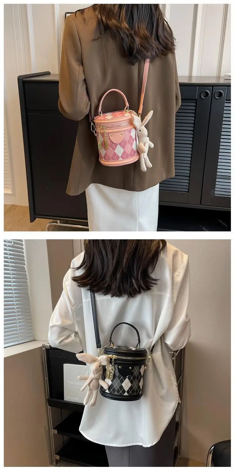 New Girl's Rhombus Shoulder Bag with Bunny Decor — feature 10