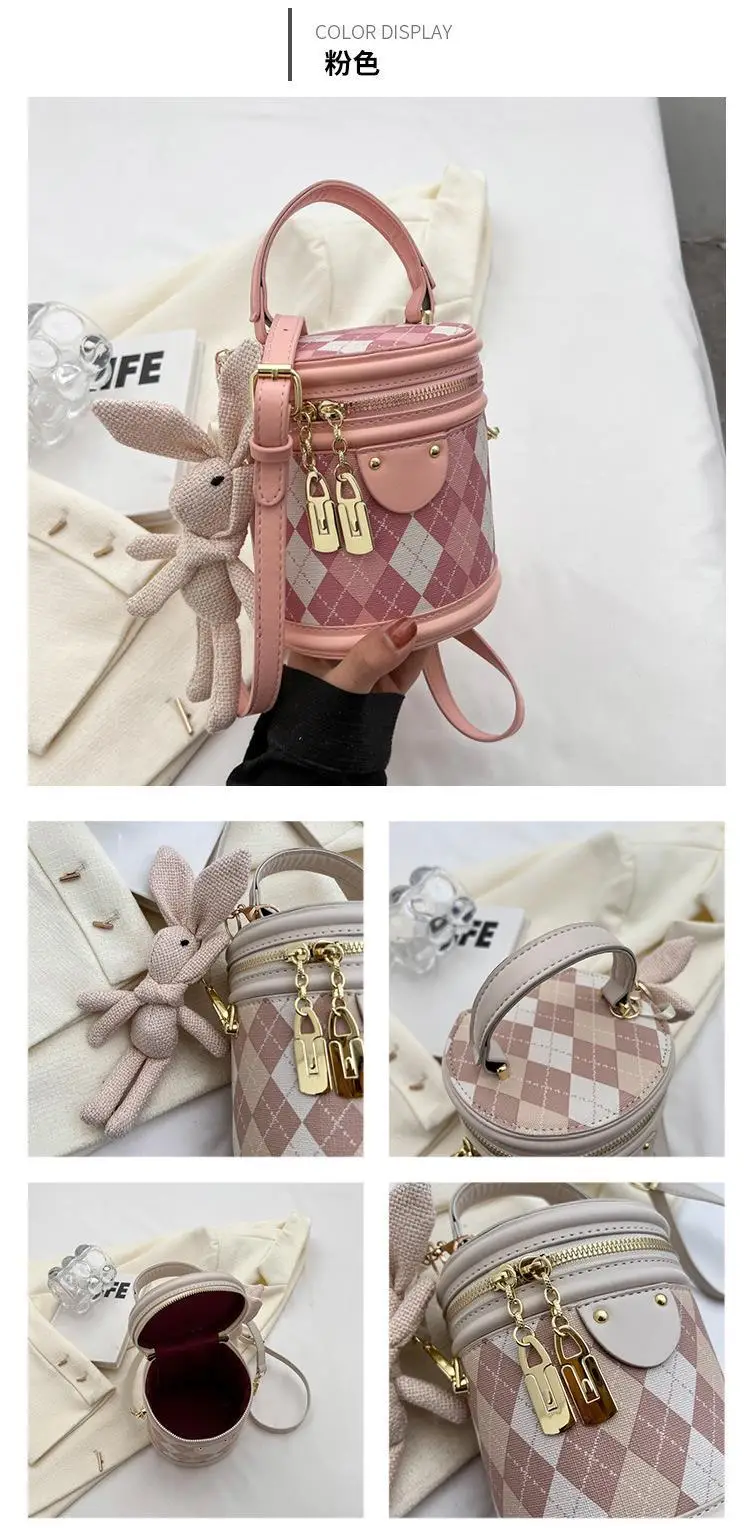 New Girl's Rhombus Shoulder Bag with Bunny Decor — feature 16