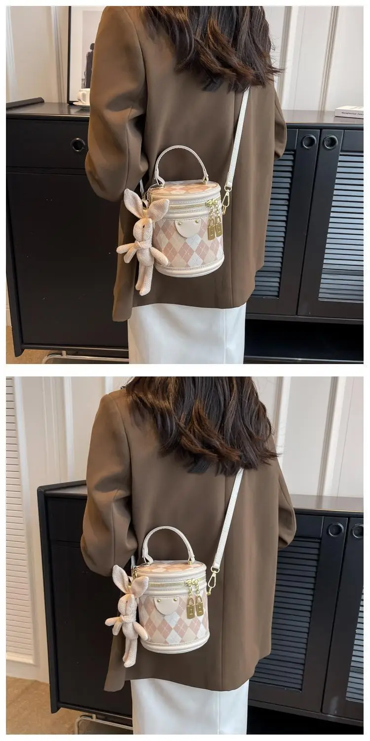 New Girl's Rhombus Shoulder Bag with Bunny Decor — feature 18