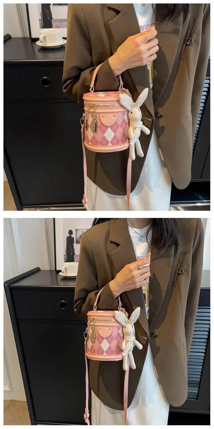 New Girl's Rhombus Shoulder Bag with Bunny Decor — feature 20