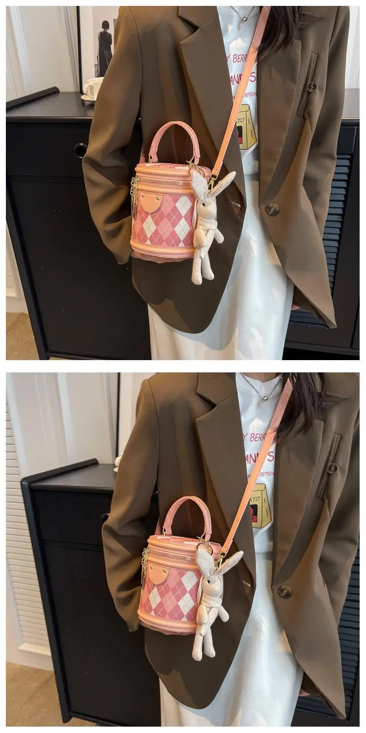 New Girl's Rhombus Shoulder Bag with Bunny Decor — feature 21
