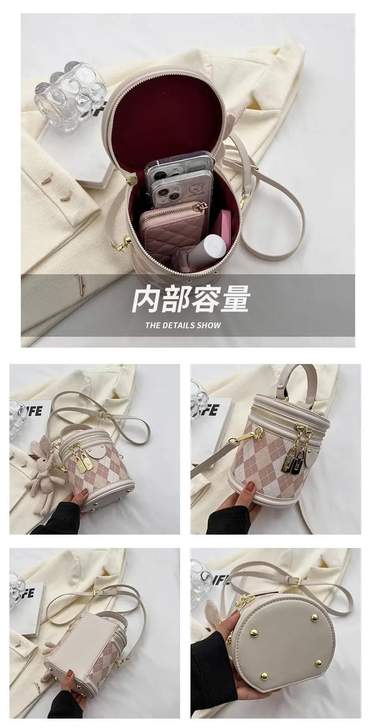 New Girl's Rhombus Shoulder Bag with Bunny Decor — feature 5