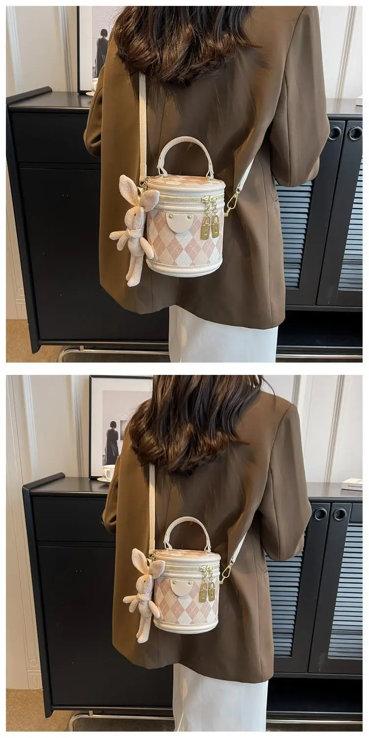 New Girl's Rhombus Shoulder Bag with Bunny Decor — feature 7