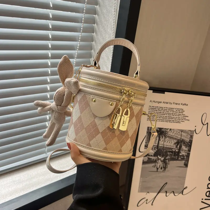 New Girl's Rhombus Shoulder Bag with Bunny Decor - Image 2
