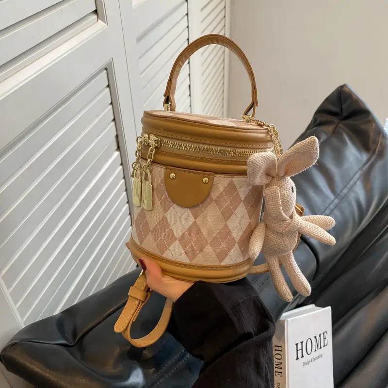 New Girl's Rhombus Shoulder Bag with Bunny Decor - Image 4