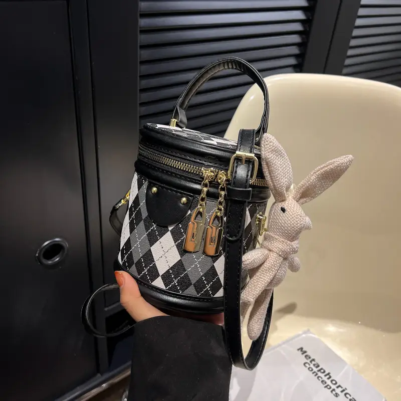New Girl's Rhombus Shoulder Bag with Bunny Decor - Image 8
