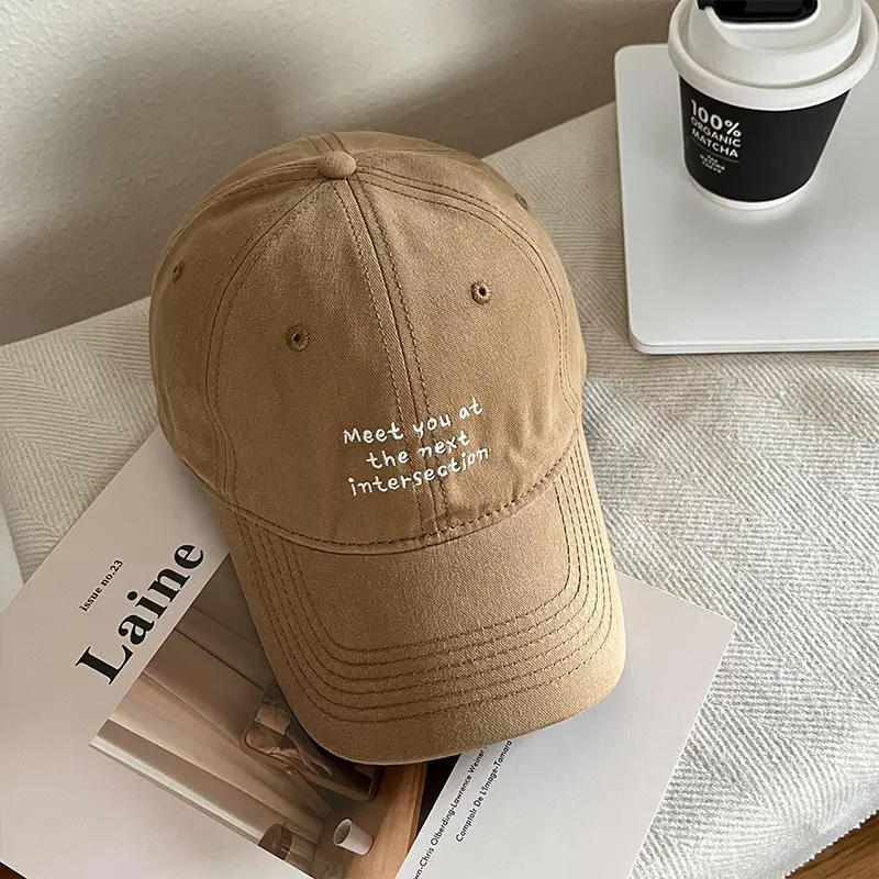 Women Embroidered Baseball Cap Tan New Spring Summer — feature 13