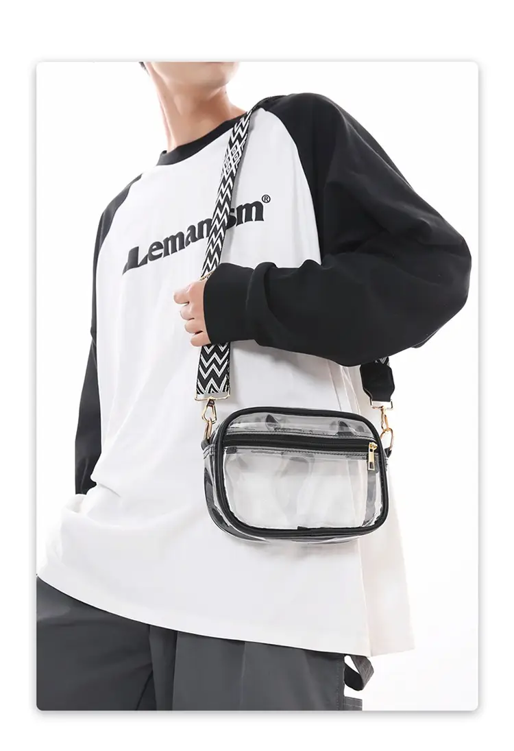 Transparent PVC Shoulder Bag with Blue Zigzag Strap — feature 11