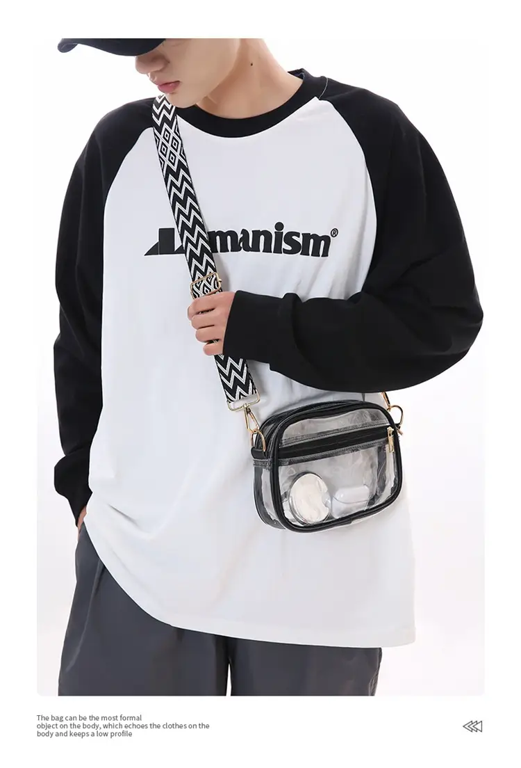 Transparent PVC Shoulder Bag with Blue Zigzag Strap — feature 12