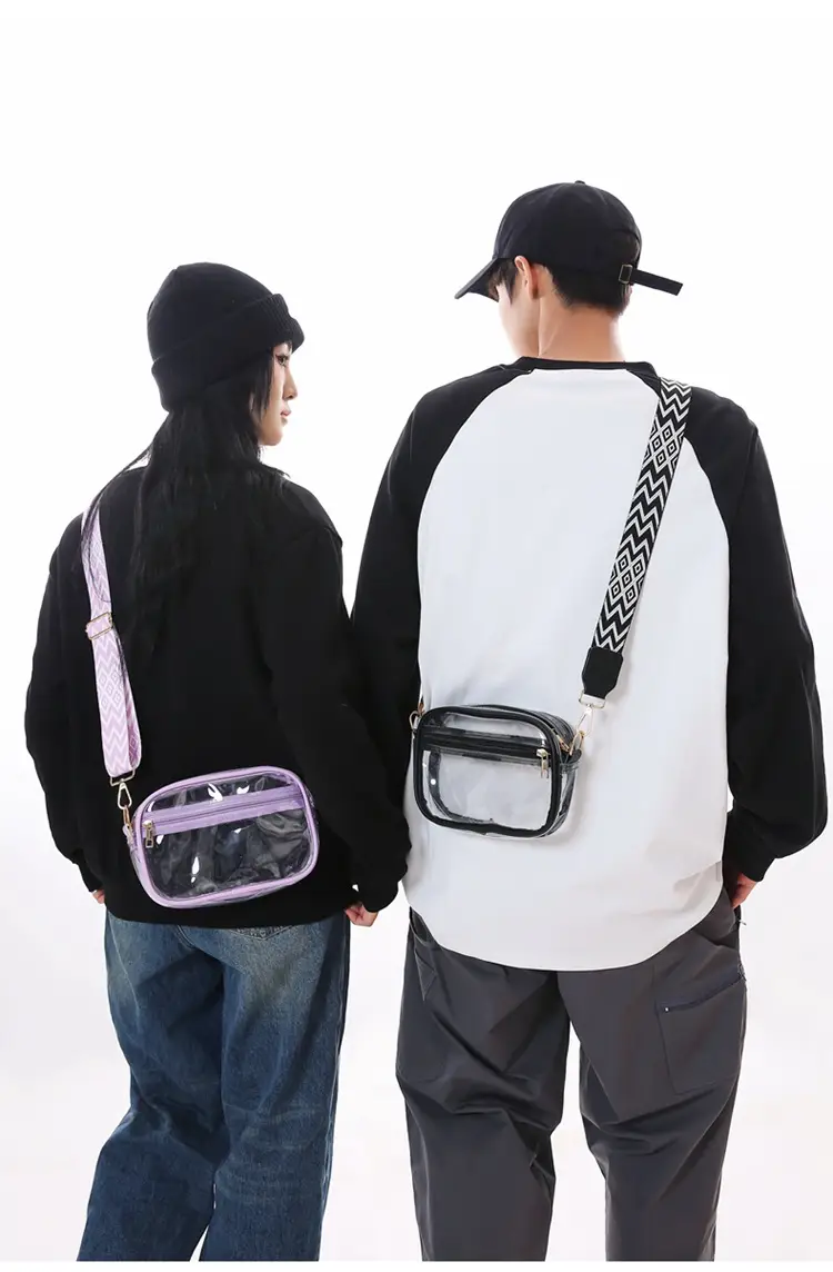 Transparent PVC Shoulder Bag with Blue Zigzag Strap — feature 14
