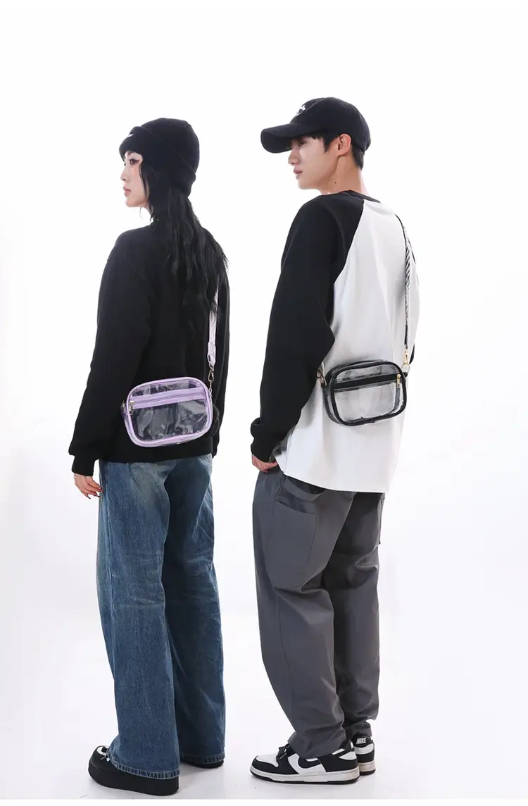 Transparent PVC Shoulder Bag with Blue Zigzag Strap — feature 15