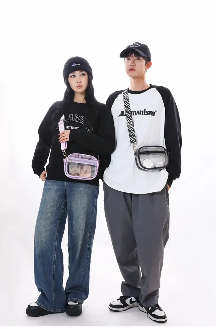 Transparent PVC Shoulder Bag with Blue Zigzag Strap — feature 16