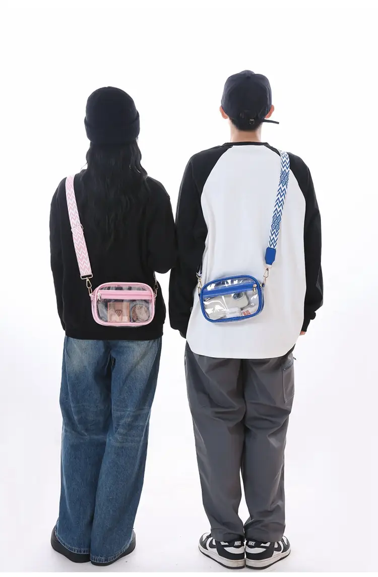 Transparent PVC Shoulder Bag with Blue Zigzag Strap — feature 22