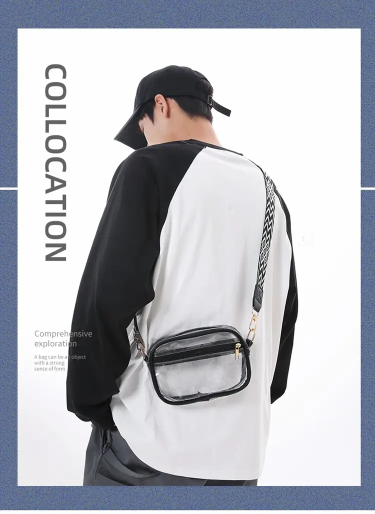 Transparent PVC Shoulder Bag with Blue Zigzag Strap — feature 3
