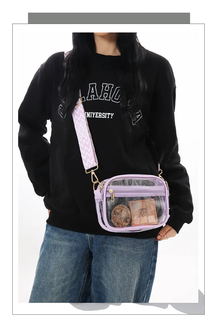 Transparent PVC Shoulder Bag with Blue Zigzag Strap — feature 7