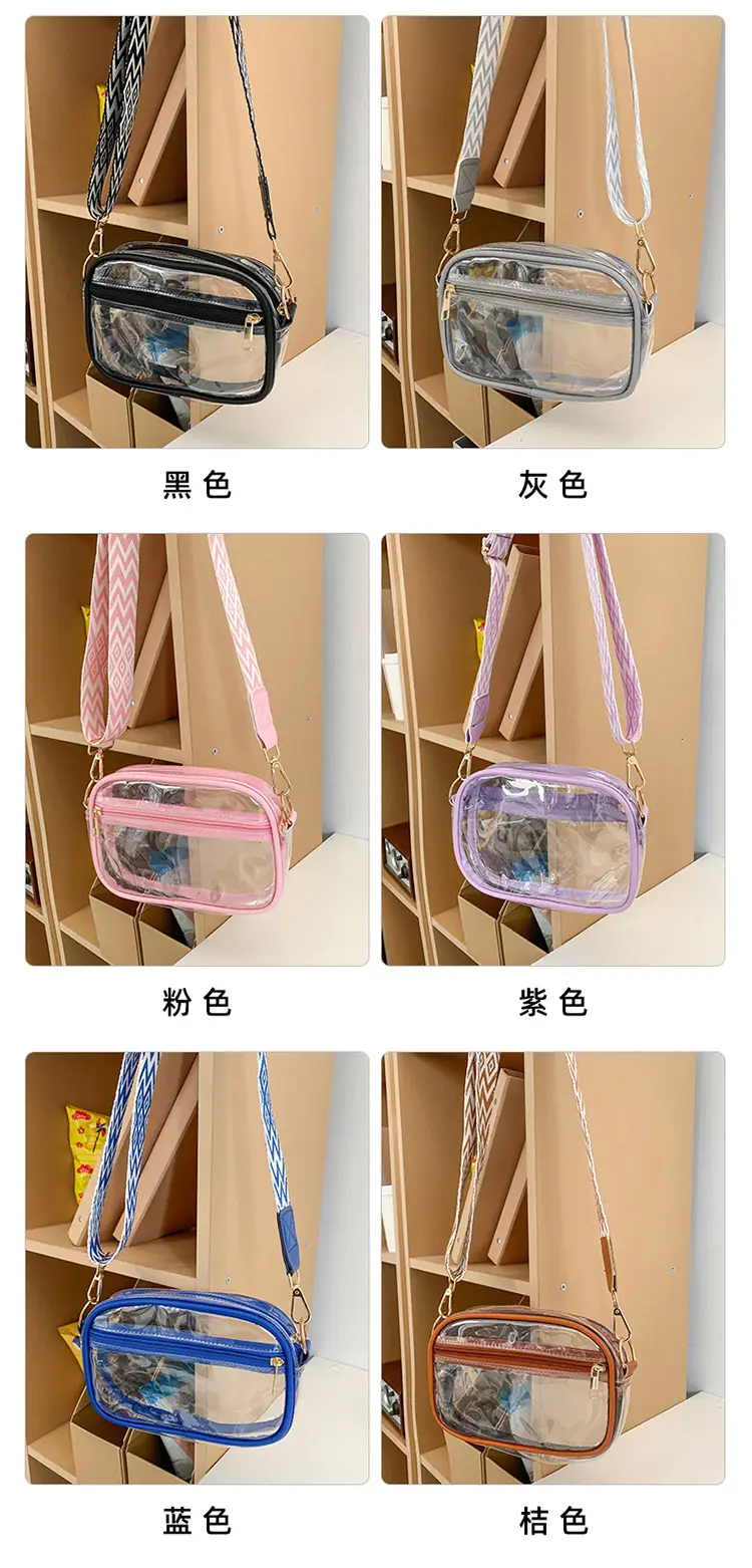 Transparent PVC Shoulder Bag with Blue Zigzag Strap — feature 9
