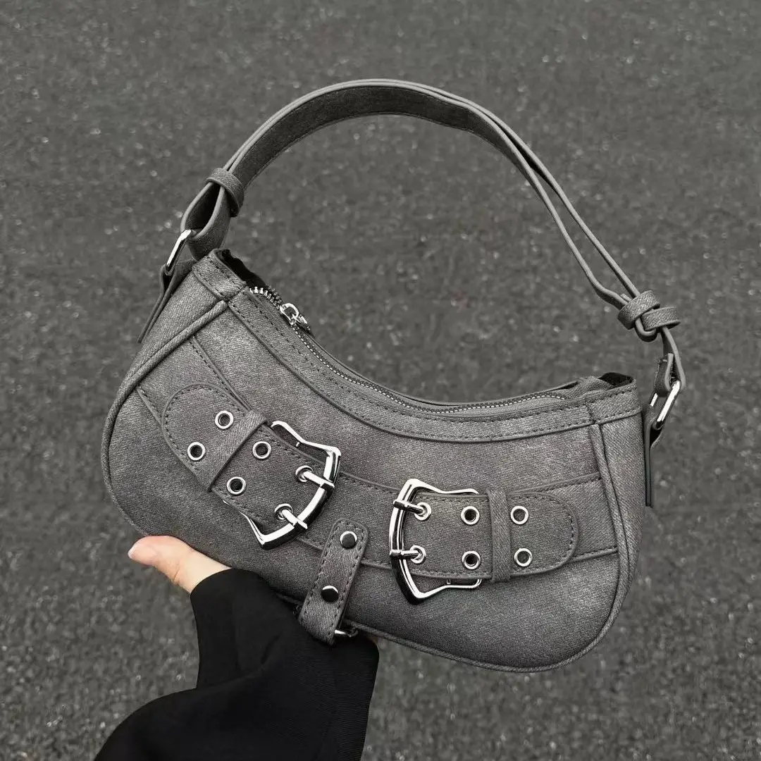 Grey Spicy Heart Embroidered Shoulder Bag for Women - Image 2
