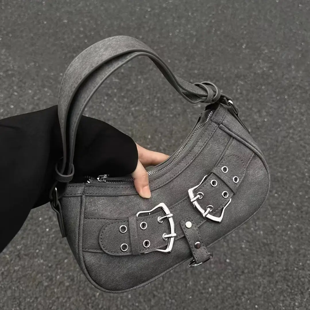 Grey Spicy Heart Embroidered Shoulder Bag for Women - Image 4