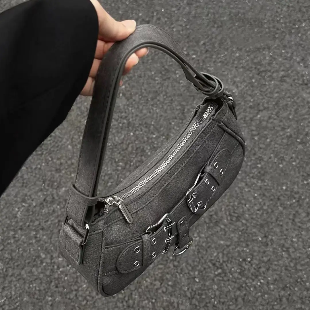 Grey Spicy Heart Embroidered Shoulder Bag for Women - Image 5